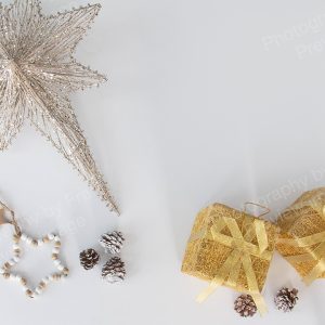 Christmas stock preview image from Photography by Fran - Gold Christmas decorations, space to add own message